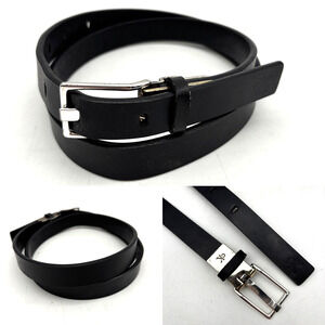 Vintage Calvin Klein Black Genuine Leather Skinny Dress Belt Size S 25-31"